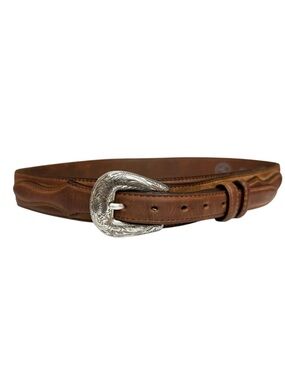 Vintage Silver Creek Classics Brown Leather Western Belt Western Buckle, Size 30